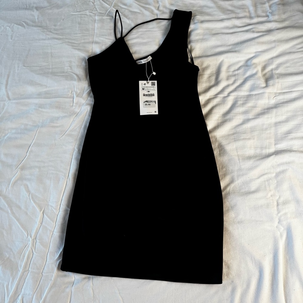Zara Black Asymmetrical Backless Cocktail Dress